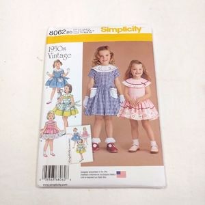 Simplicity 8062 toddler/girls dresses, 1950s style, sz 4-8